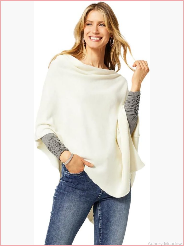 Lightweight Poncho Shawl Wrap Wear Multiple Ways One Size Fits Most